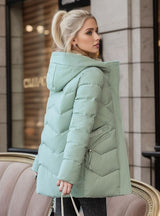 Hooded Medium to Long Cotton-padded Coat