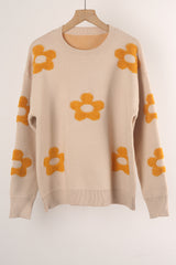 Women Flower Round Neck Sweater