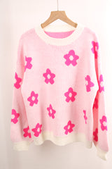 Flower Long Sleeve Round Neck Printed Sweater