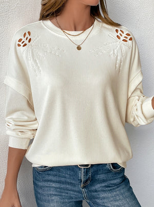 Round Neck Casual Long Sleeve Stitching Top