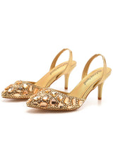 Shallow-mouthed Colored Rhinestone Stiletto Sandals