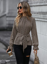 Long Sleeve Slim Leopard Print Shirt