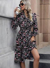 Long Sleeve V-neck Floral Dress