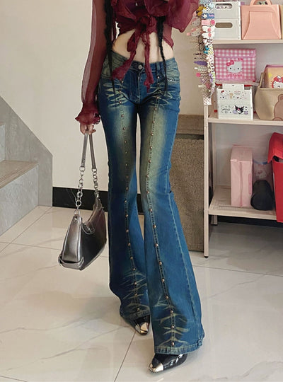 Retro Rivet Stitching Jeans