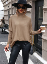 Solid Color High Neck Loose Sweater