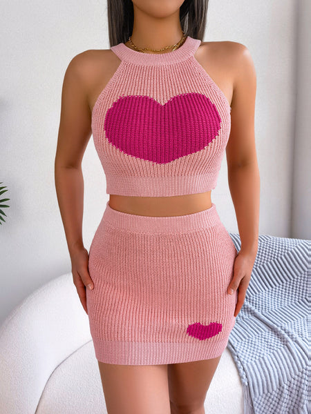 Casual Love Heart Contrast Top Suit