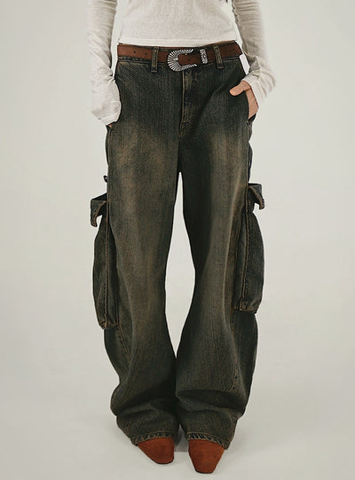 Retro Overalls Jeans Loose Pants