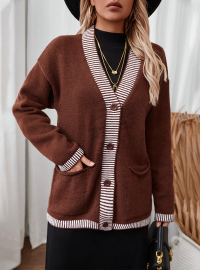 Casual Striped Loose Sweater Coat