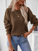 Twist Twist Pullover Round Neck Solid Color Sweater