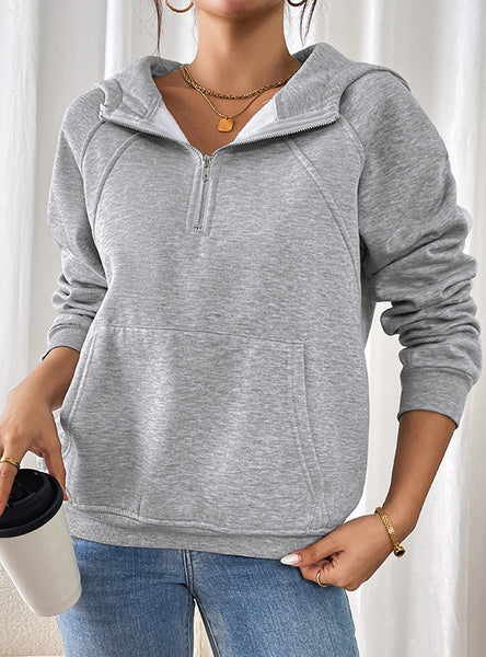 Long Sleeve Casual Solid Color Pullover Hoodie