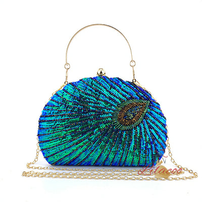 Shell Peacock Beaded Dinner Package Hangbag