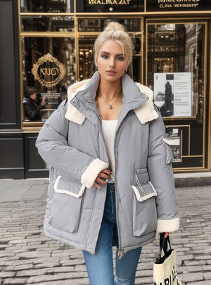 Thickened Silm Waist Long Cotton-padded Jacket