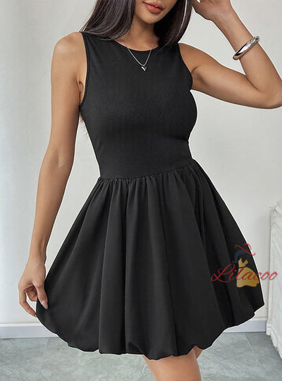 Black Sleeveless Vest Dress