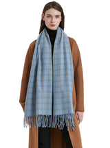 Women Fringed Plaid Scarf Shawl