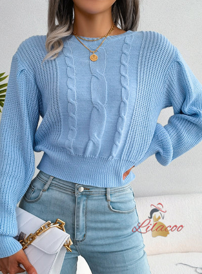 Leisure Twist Lantern Sleeve Knitted Sweater