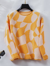 Casual Contrast Color Pullover Curling Sweater