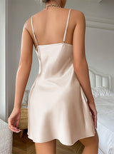 Silk-like Ice Silk Suspender Nightgown