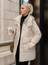 Medium and Long Slim Waist Cotton-padded Jacket