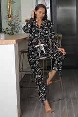 Fall/Winter Lapel Long Sleeve Pants Pajama Set