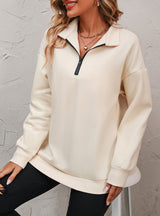 Semi-zipper Long Sleeve Pullover Shirt