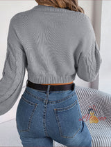 Leisure Solid Color Twist Long Sleeve Sweater