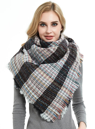 Thick Striped Autumn and Winter Scarf Shawl