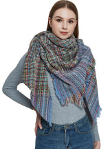 Women Fine Plaid Square Scarf