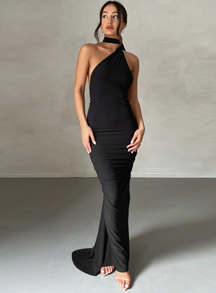 Sexy Backless Pleated Slim Sleeveless Dress