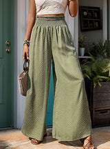 Printed High Waist Elastic Wide-leg Pants