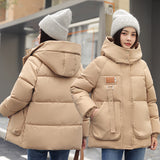 Loose Hooded Pocket Cotton-padded Jacket