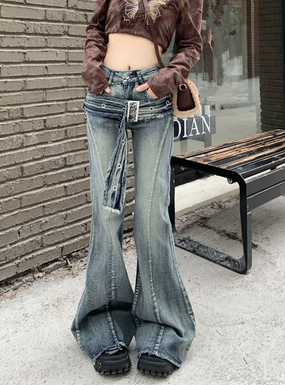 Retro Micro-trumpet High Waist Slim Jeans