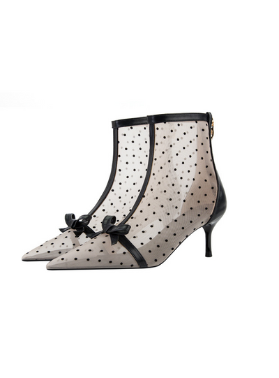 Perspective Polka Dot Mesh High Heels Boots