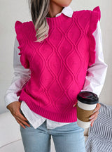 Diamond Knit Wooden Ear Vest Sweater