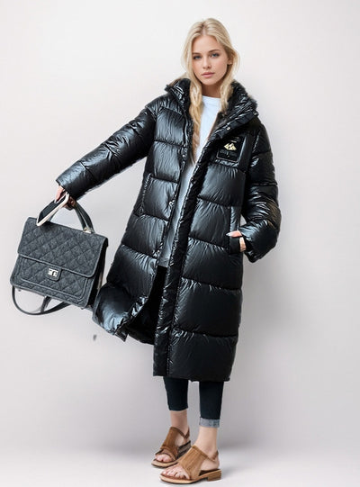 Black Extended Knee-length Cotton-padded Coat