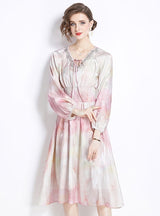 Halo-dyed Lantern Sleeve V-neck Dress