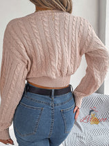 Casual Knotted V-neck Navel Sweater