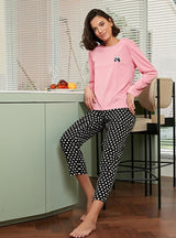 Animal Printed Long-sleeved Pajamas Set