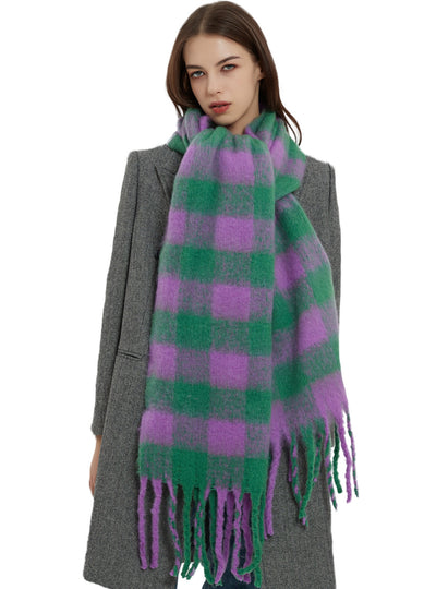 Thickened Coarse Beard Plaid Scarf