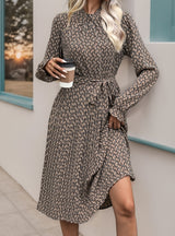 Women Long Sleeve Geometric Print Dress