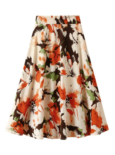 Women Floral High Waist Skirt