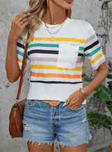 Colored Striped Short-sleeved T-shirt