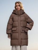 Medium and Long Solid Color Hooded Padded Coat