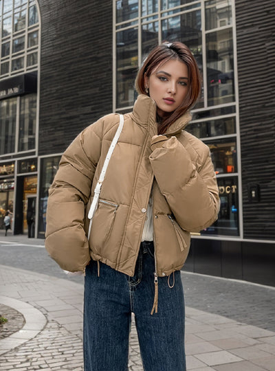 Short Stand-up Thickened Cotton-padded Jacket Coat