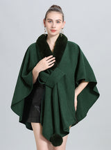 Wool Collar Wool Ball Knitted Cloak Shawl