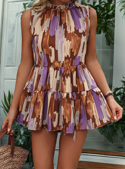 Sleeveless Ruffled Halter Shirt