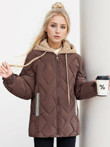 Fake Two Hooded Cotton-padded Jackets Coat