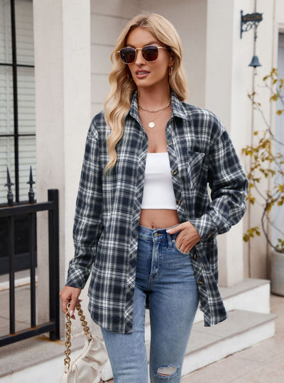 Casual Fashion Spice Loose Plaid Shirt