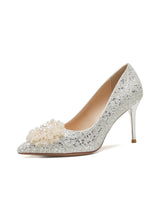 Crystal Pearl Flowers Wedding Shoes