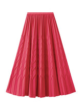 Elastic High Waist Solid Color Pleated Skirt