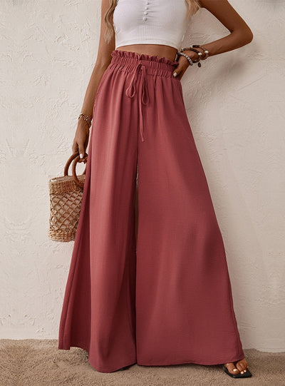 Casual Large Horn Elastic Wide-leg Pants